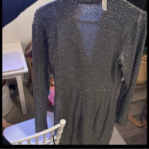 Tahari| Sequin Sparkly Silver dress|Holiday - Picture 5 of 5